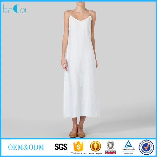 Custom White Linen Maxi Dress Made In China